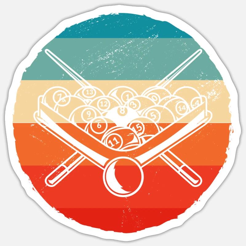 Retro Graphic Pool Billard Snooker Billard Cue 8-B Sticker size S (10 x 10 cm)
