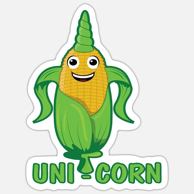Uni Corn Cob With Horn Funny Corn Gift - Sticker size S (10 x 10 cm) - white matte