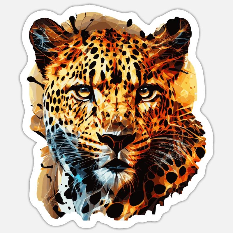 Geometric Leopard Head Abstract Polygonal Sticker Größe S (10 x 10 cm)