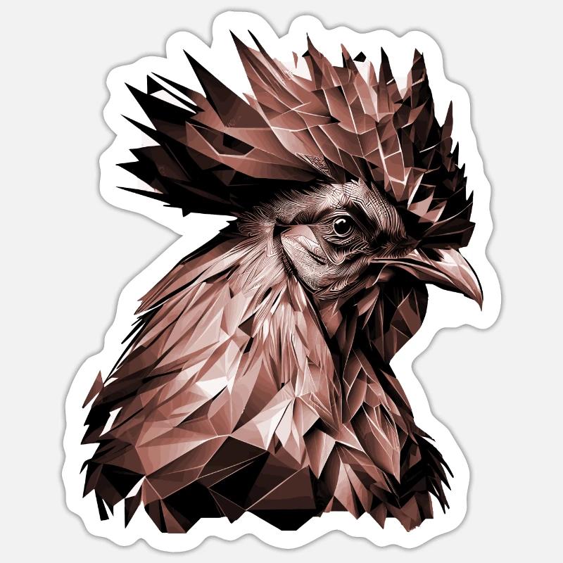 Geometric Chicken Head Abstract Polygonal - Sticker Größe S (10 x 10 cm) - Mattweiß
