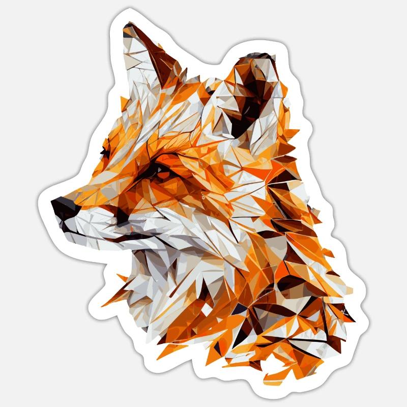 Geometric Fox Head Abstract Polygonal - Sticker Größe S (10 x 10 cm) - Mattweiß
