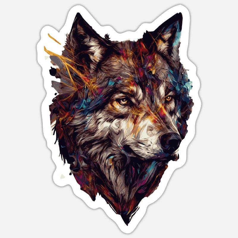 Polygonale abstrait géométrique Wolf Head - Sticker taille S (10 x 10 cm) - blanc mat