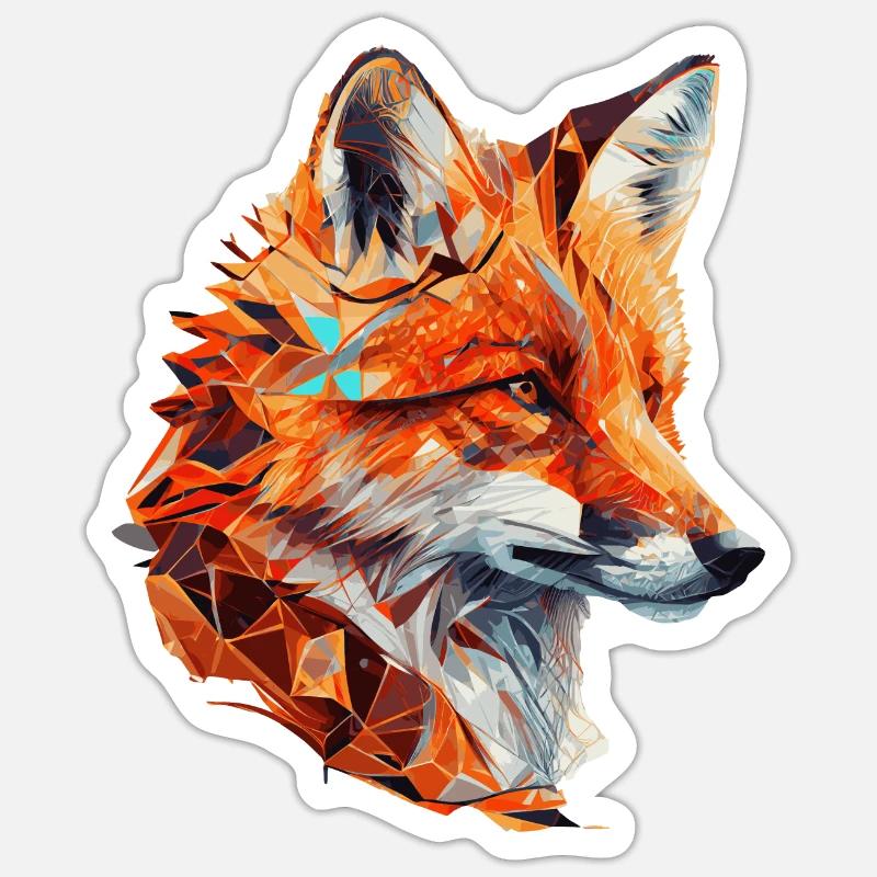 Geometric Fox Head Abstract Polygonal - Sticker Größe S (10 x 10 cm) - Mattweiß