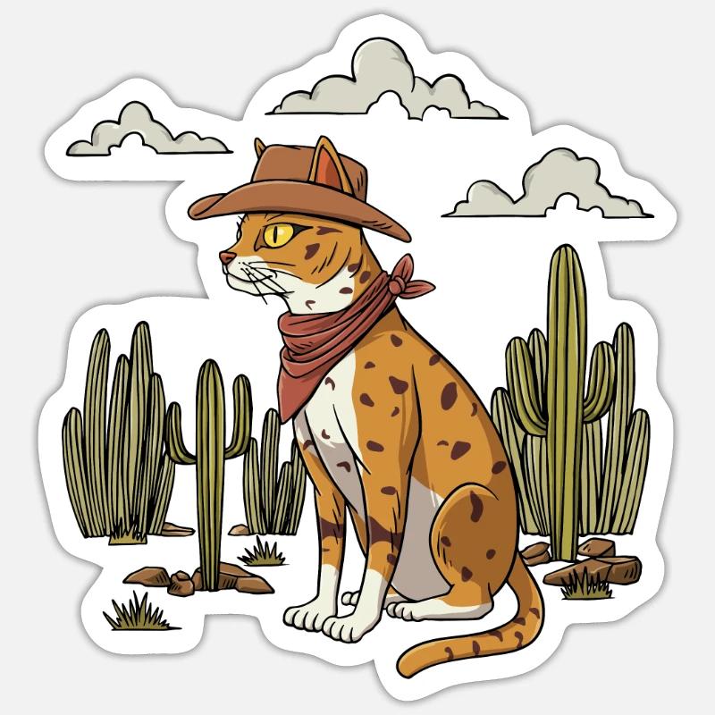 Conception de chat texan Sticker taille S (10 x 10 cm)