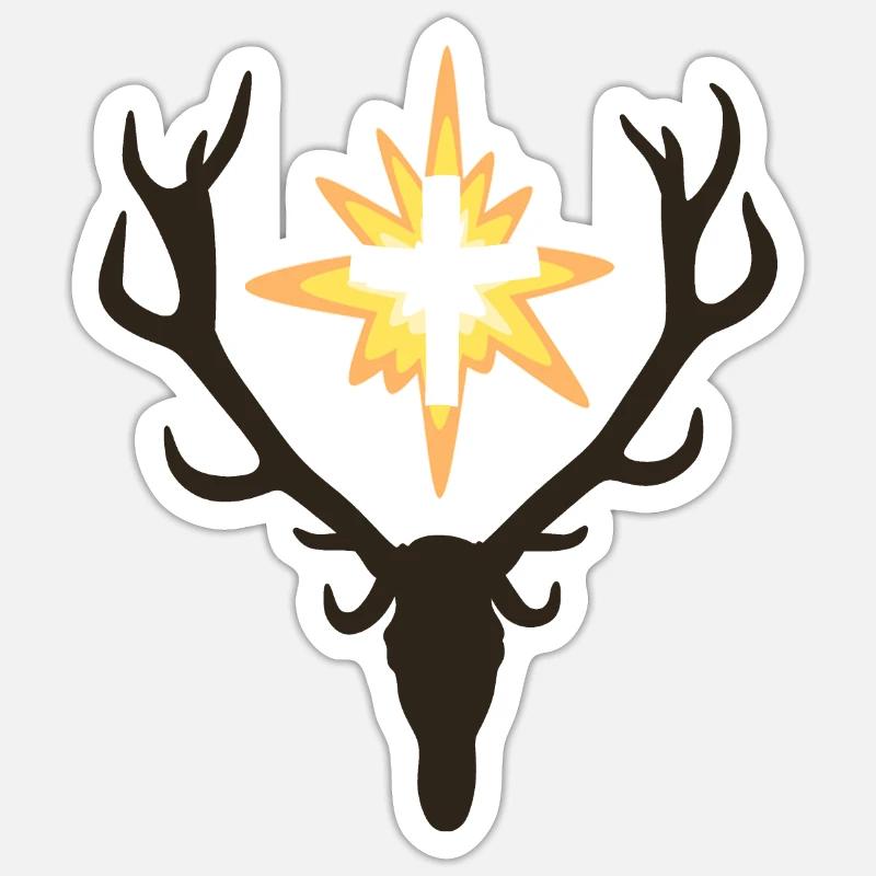 Hirschgeweih Hubertus Jagd Symbol - Sticker Größe S (10 x 10 cm) - Mattweiß
