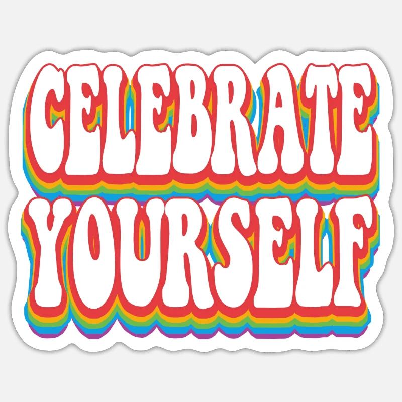 Célébrez-vous - Pride Rainbow LGBTQ+ - Sticker taille S (10 x 10 cm) - blanc mat