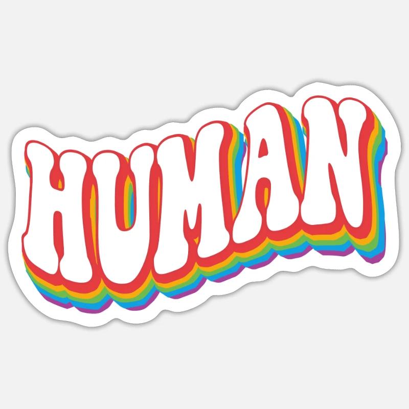 Human - Pride Rainbow LGBTQ+ - Sticker size S (10 x 10 cm) - white matte