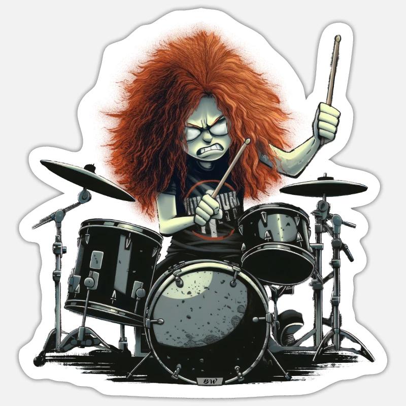 Drummer Crazy Sticker Größe S (10 x 10 cm)