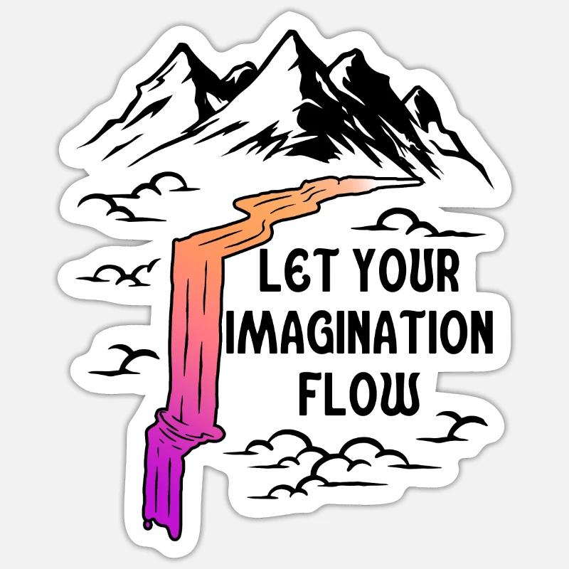 Space River Mountain Imagination - Sticker Größe S (10 x 10 cm) - Mattweiß