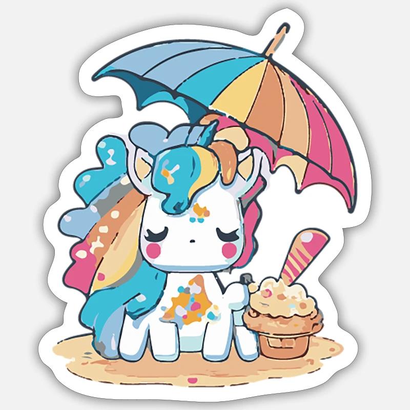 Ein Einhorn mit Regenbogenhaar Sticker Größe S (10 x 10 cm)
