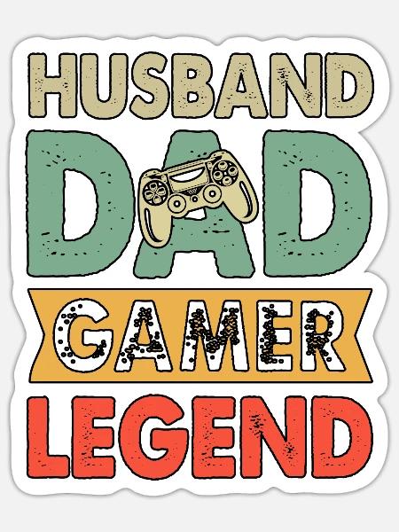 Ehemann Vater Gamer Legende Gamer Vater - Sticker Größe S (10 x 10 cm) - Mattweiß