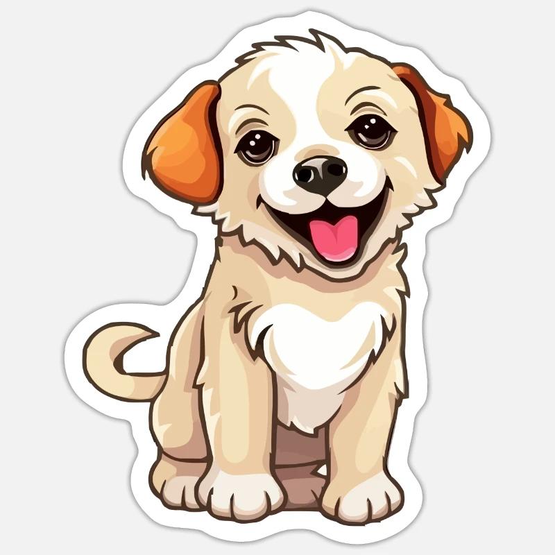 Chien mignon - Sticker taille S (10 x 10 cm) - blanc mat