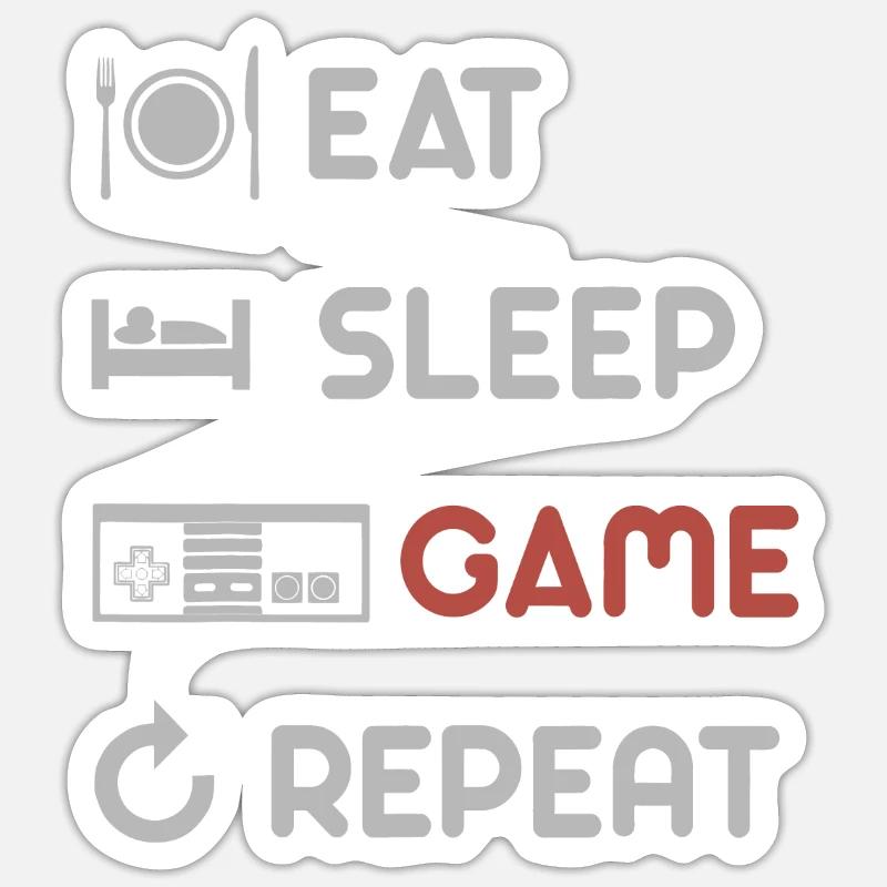 Manger le jeu de sommeil Répéter le graphique Sticker taille S (10 x 10 cm)