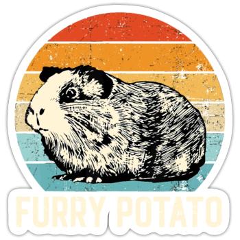 Meerschweinchen Idee, Pelzige Kartoffel - Sticker Größe S (10 x 10 cm) - Mattweiß - Vorne