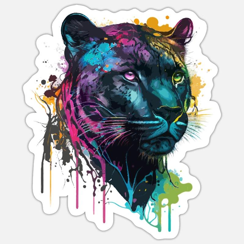 Schwarzer Leopard - Sticker Größe S (10 x 10 cm) - Mattweiß