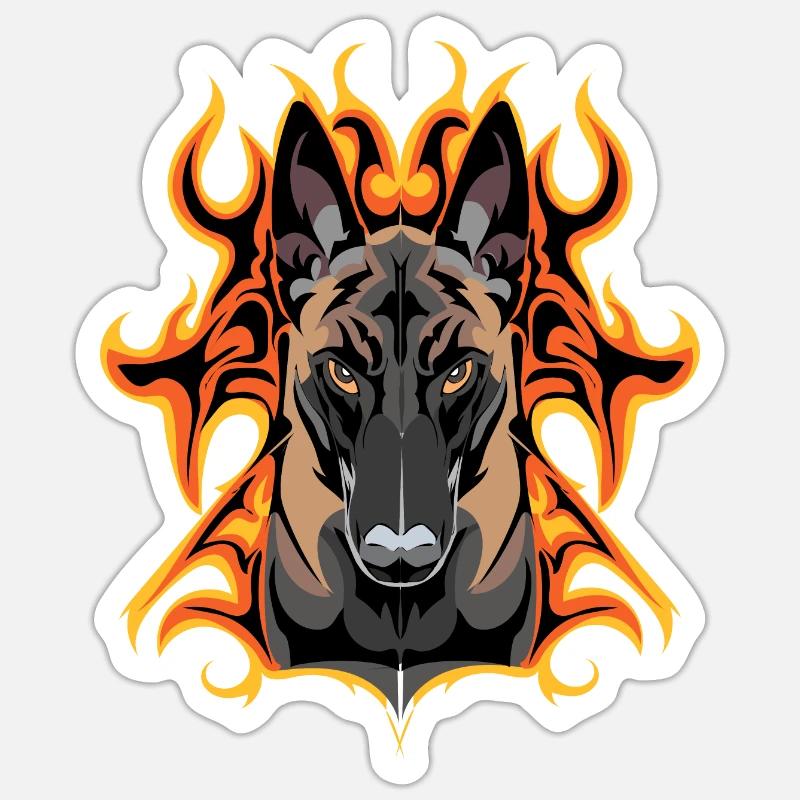 Malinois-Blitz - Sticker Größe S (10 x 10 cm) - Mattweiß