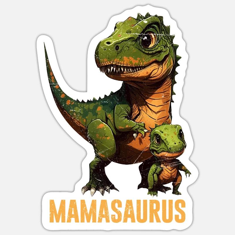 Mamasaurus Muttertag Mama Dinosaurier - Sticker Größe S (10 x 10 cm) - Mattweiß
