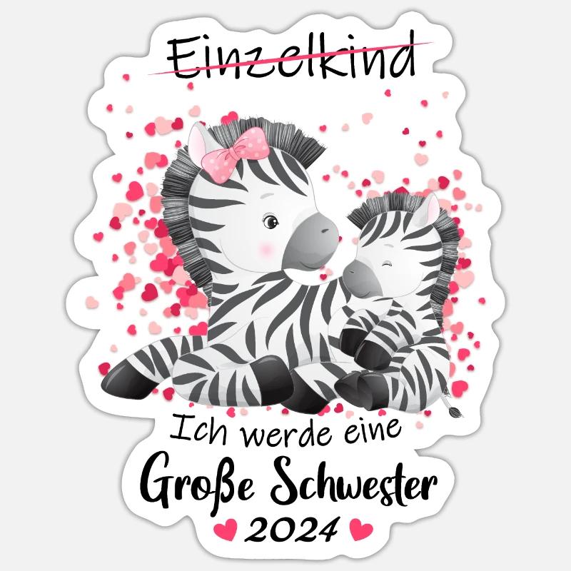 Ich Werde Eine Große Schwester 2024 - Sticker Größe S (10 x 10 cm) - Mattweiß