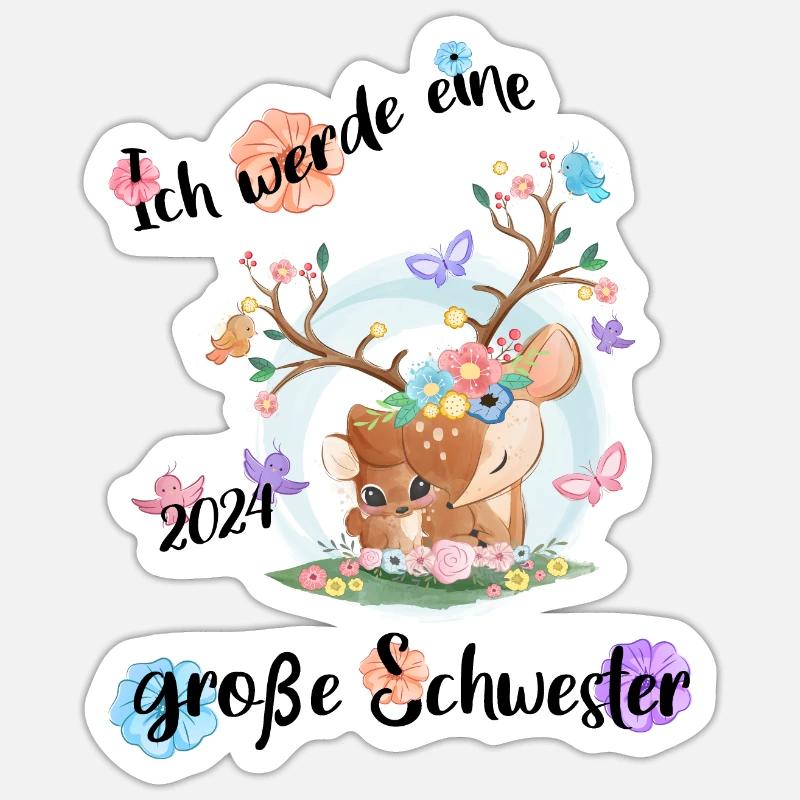 Ich Werde Eine Große Schwester 2024 - Sticker Größe S (10 x 10 cm) - Mattweiß