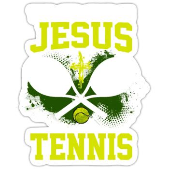 THIS GIRL RUNS ON JESUS AND TENNIS - Sticker Größe S (10 x 10 cm) - Mattweiß - Vorne