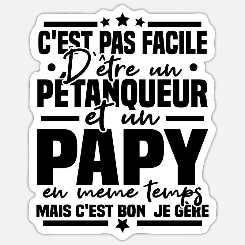 Pétanqueur et Papy - Sticker taille S (10 x 10 cm) - blanc mat
