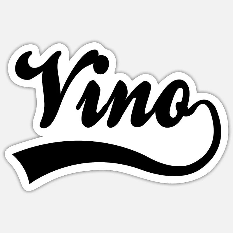 Lettrage Vino vin - Sticker taille S (10 x 10 cm) - blanc mat