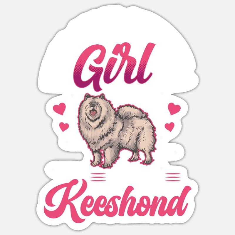 Mädchen und ihr Wolfsspitz Deutscher Keeshond Sticker Größe S (10 x 10 cm)