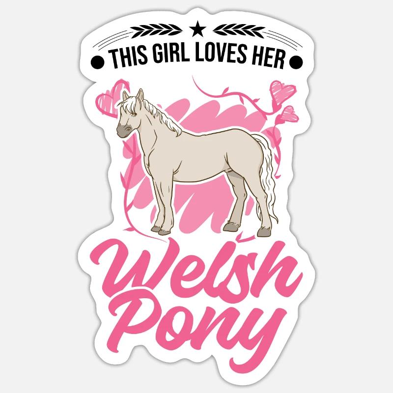Welsh Pony Mädchen - Sticker Größe S (10 x 10 cm) - Mattweiß