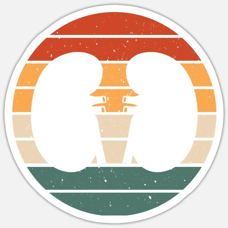Retro Nieren Design Nephrologie - Sticker Größe S (10 x 10 cm) - Mattweiß