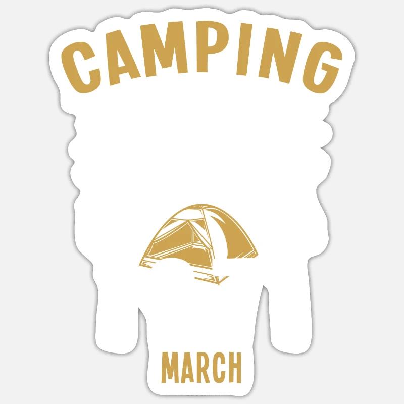 Anniversaire: Camping depuis mars 1971 Camping - Sticker taille S (10 x 10 cm) - blanc mat