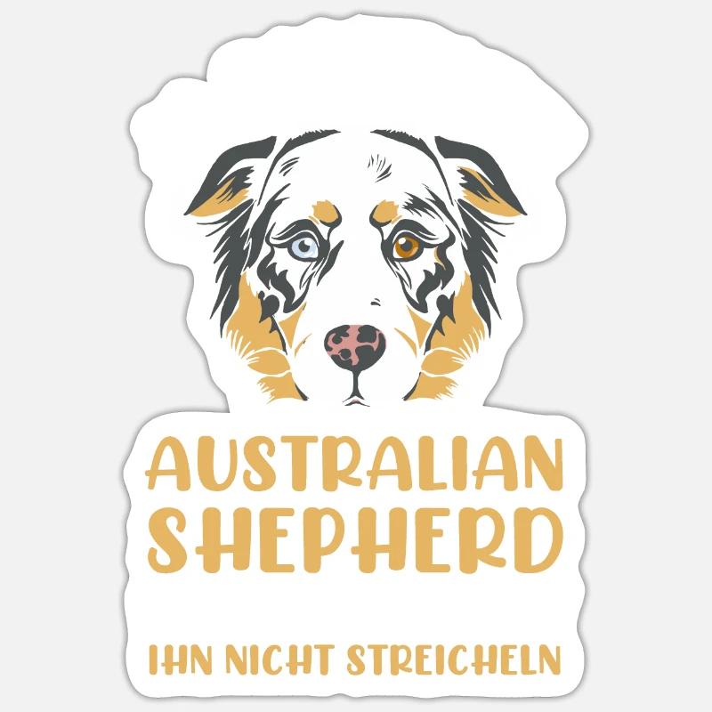 Hund Australian Shepherd - Sticker Größe S (10 x 10 cm) - Mattweiß