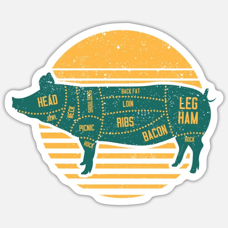 Pulled Pork Pieces of Meat Chef BBQ Grilling Chef Sticker size S (10 x 10 cm)