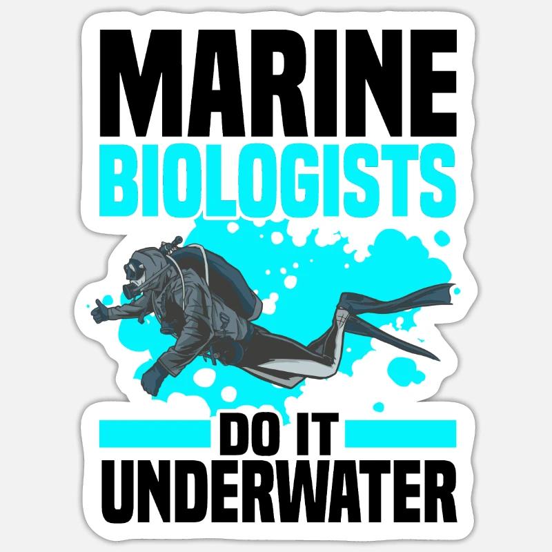 Biologiste marin - Sticker taille S (10 x 10 cm) - blanc mat