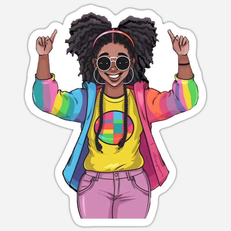 Conception colorée de l’amitié arc-en-ciel Sticker taille S (10 x 10 cm)