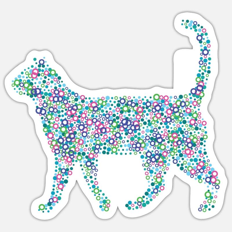 Abstract cat - designed using spots and circles Sticker size S (10 x 10 cm)