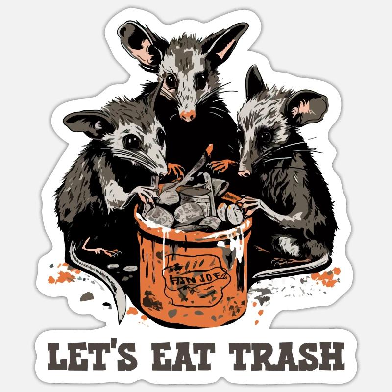 Possum Lets Eat Trash - Sticker size S (10 x 10 cm) - white matte