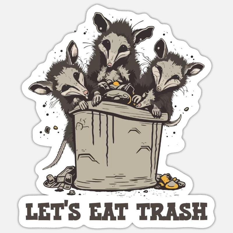 Possum Lets Eat Trash - Sticker size S (10 x 10 cm) - white matte