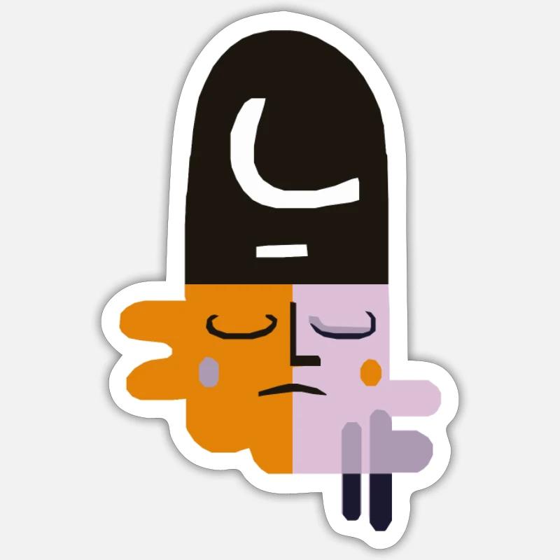 Abstract sad face - Sticker size S (10 x 10 cm) - white matte