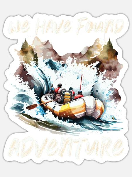 Fluss Rafting - Sticker Größe S (10 x 10 cm) - Mattweiß