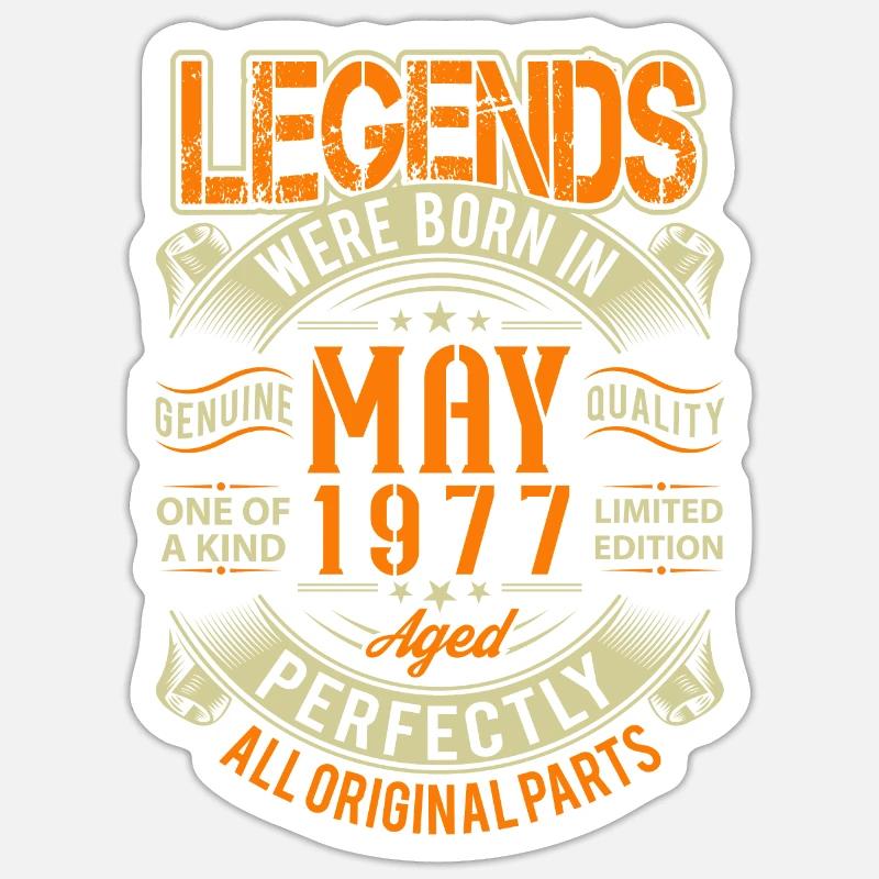 1977 May Birthday Legend - Sticker size S (10 x 10 cm) - white matte