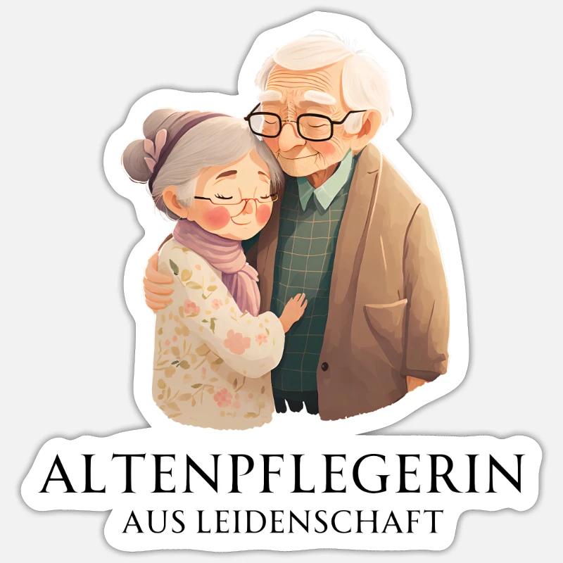 Altenpflegerin aus Leidenschaft - Stolz auf Beruf - Sticker Größe S (10 x 10 cm) - Mattweiß