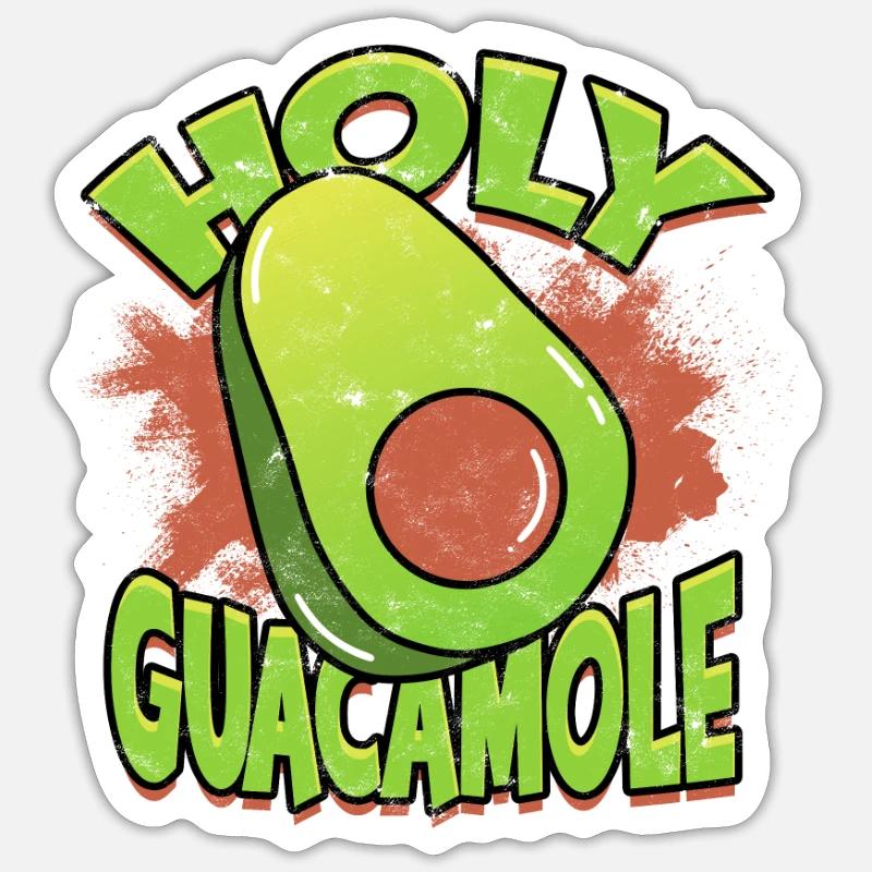 Guacamole sacré - Avocat - Sticker taille S (10 x 10 cm) - blanc mat