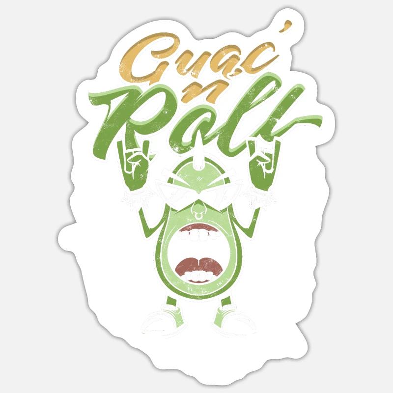 Guac 'n' roll - Avocat - Sticker taille S (10 x 10 cm) - blanc mat