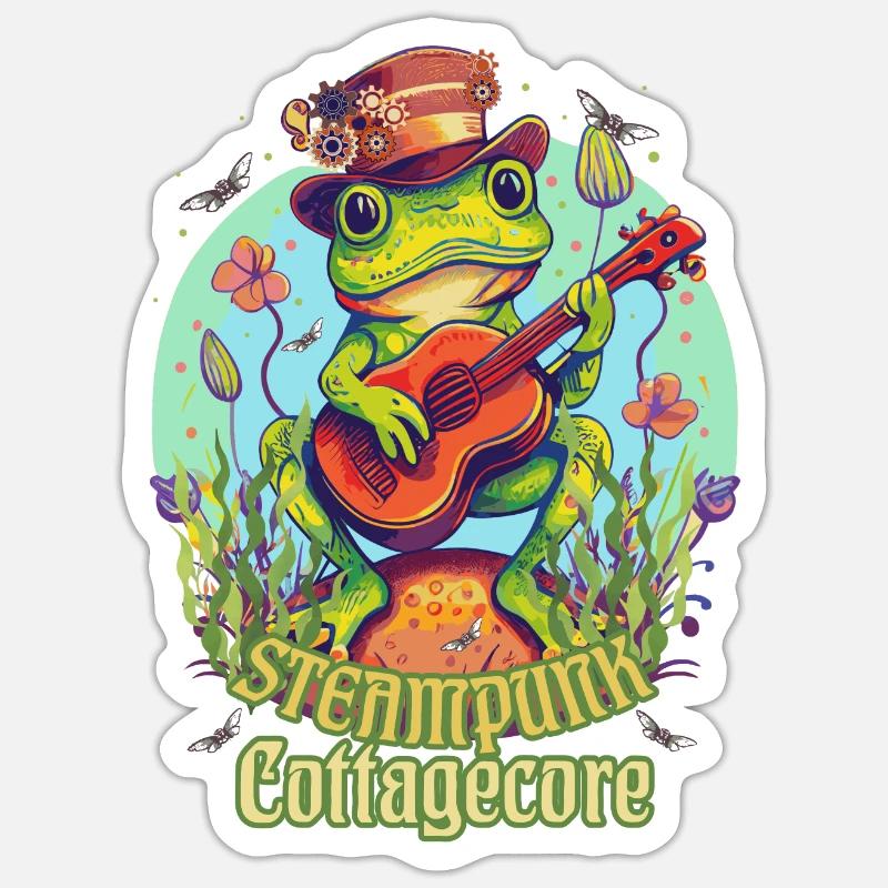 Mignon Steampunk Cottagecore Esthétique Toadstool Fro - Sticker taille S (10 x 10 cm) - blanc mat