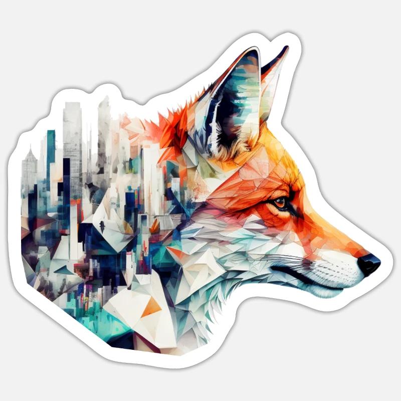 Fox Architecture Artwork Gift Idea Animal Sticker taille S (10 x 10 cm)