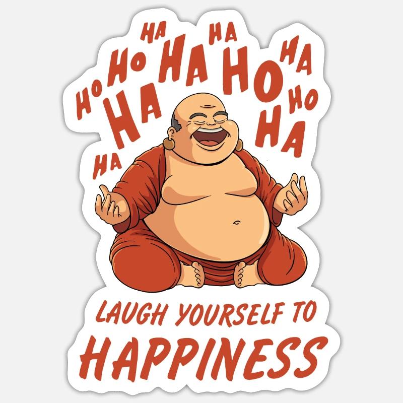 Laughing Meditation Buddha Design per lo Yoga della Risata - Sticker formato S (10 x 10 cm) - bianco opaco