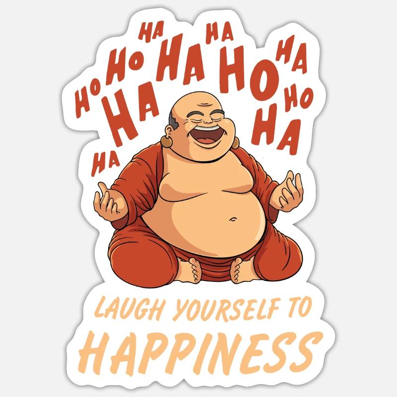 Laughing Meditation Buddha Design per lo Yoga della Risata - Sticker formato S (10 x 10 cm) - bianco opaco
