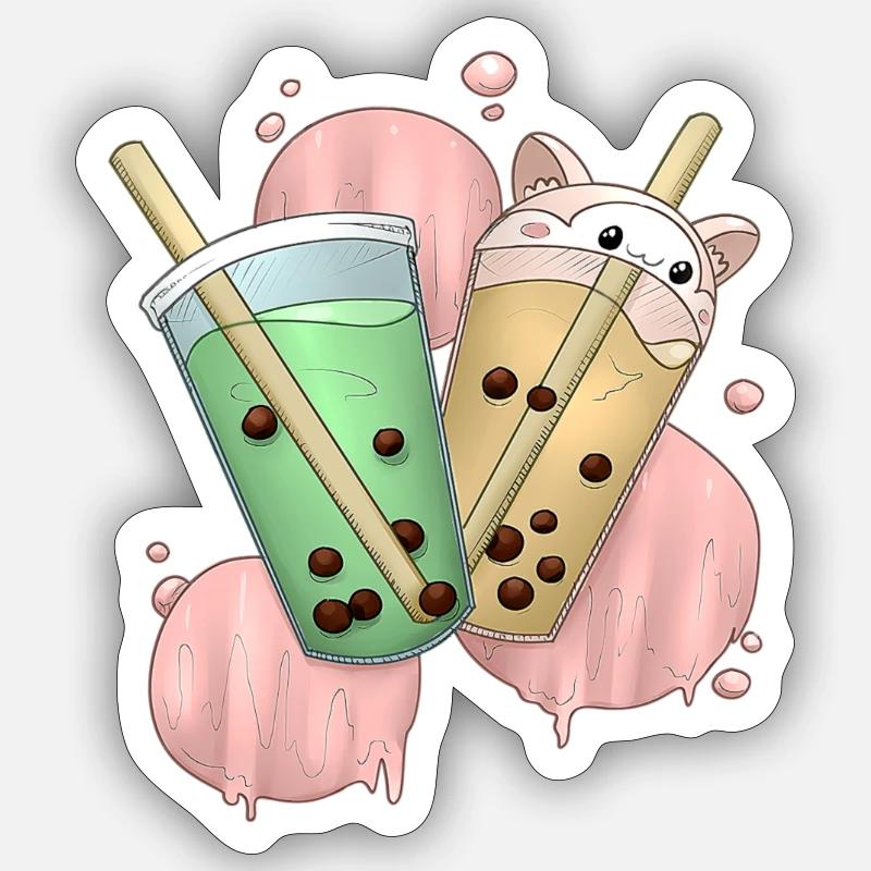 Thé à bulles 2 - Sticker taille S (10 x 10 cm) - blanc mat