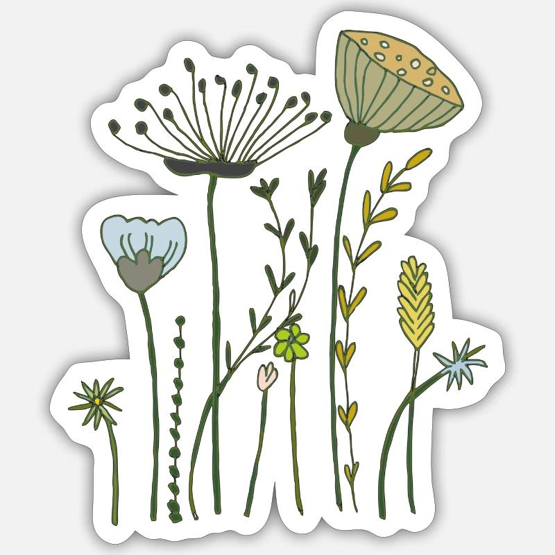 Fleurs séchées - Sticker taille S (10 x 10 cm) - blanc mat