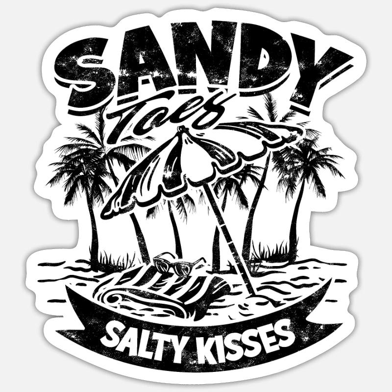 Orteils de sable, baisers salés - Vacances Sticker taille S (10 x 10 cm)